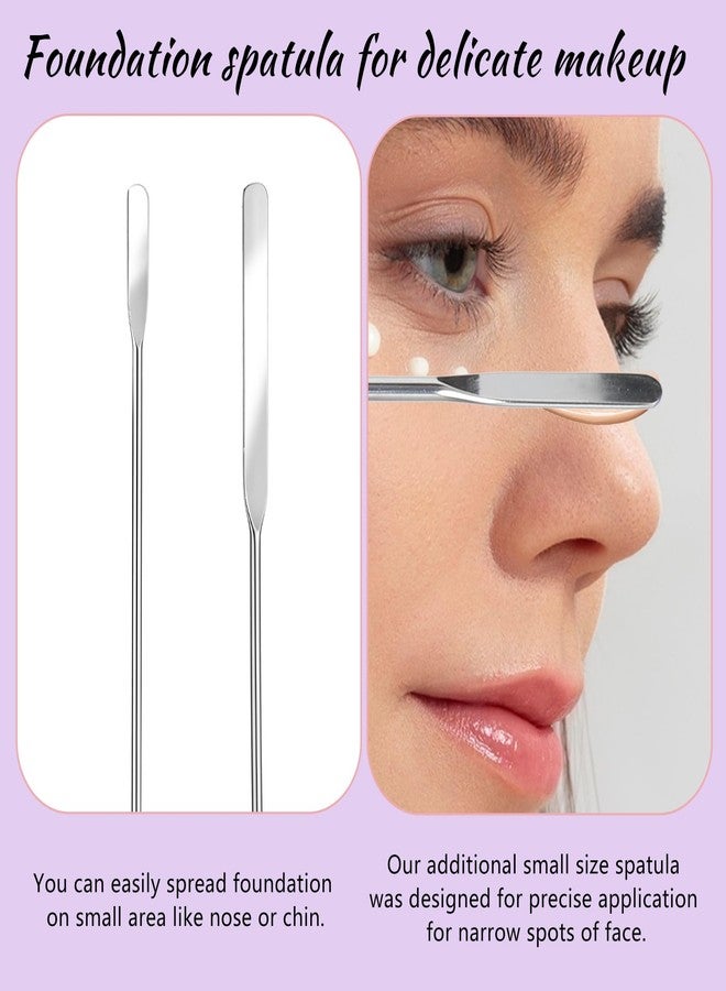 Larrel 3 Pcs Makeup Spatula,Foundation Cosmetic Spatula,Stainless Steel Facial Beauty Spatulas Tiny Face Professional Makeup Palette Mixer Face Cream Applicator Mixing Tool for Even Application Double Edged - Image 5